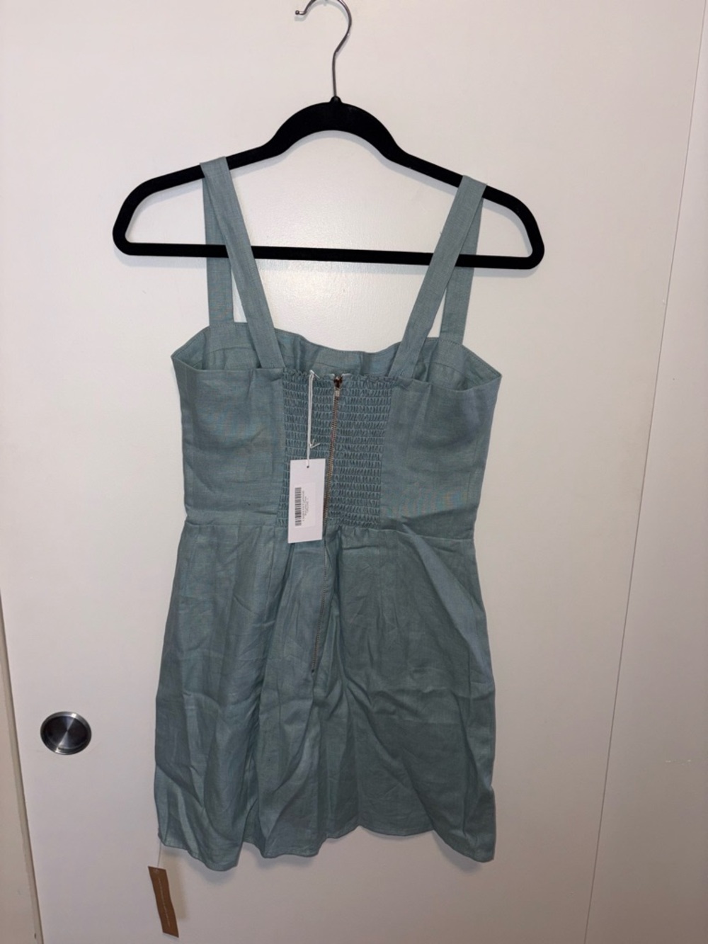 Reformation Brie Linen Dress Turqouise - Picture 6 of 9